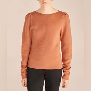 NWT Rebecca Taylor Cashmere-Blend Puff-Sleeve Sweater  XS $365